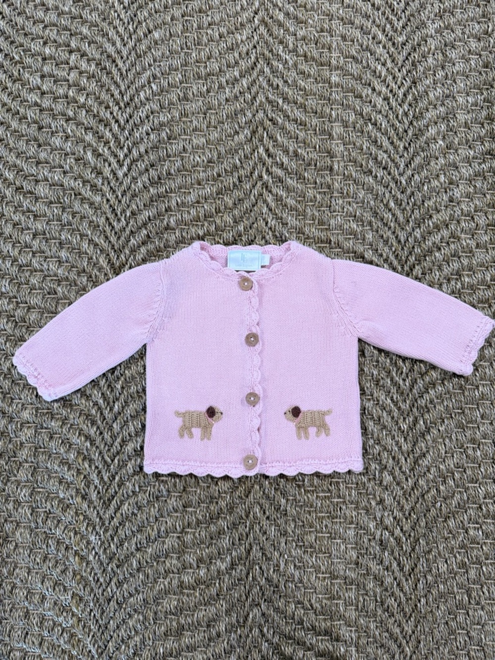 Little English Baby Knit Cardigan with Puppy Embroidery 3-6m LIKE NEW